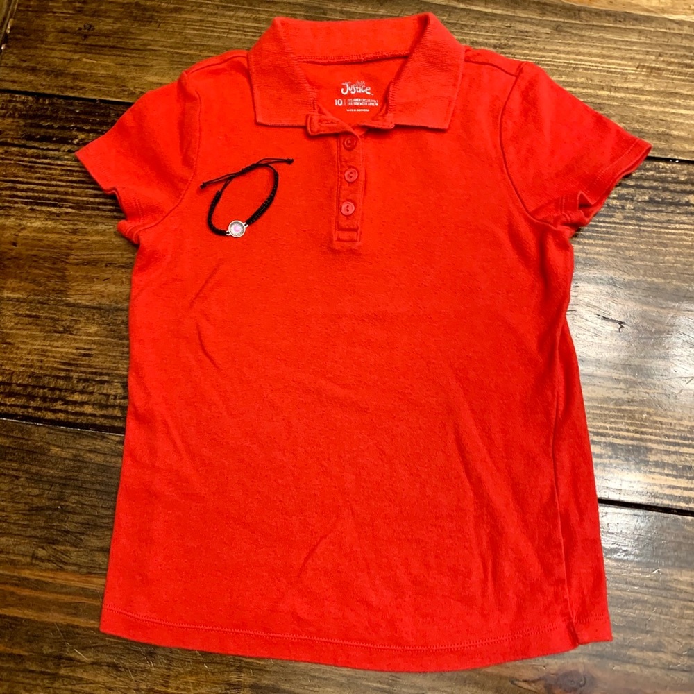 Justice Girls Red Button-up Collared Top (10)